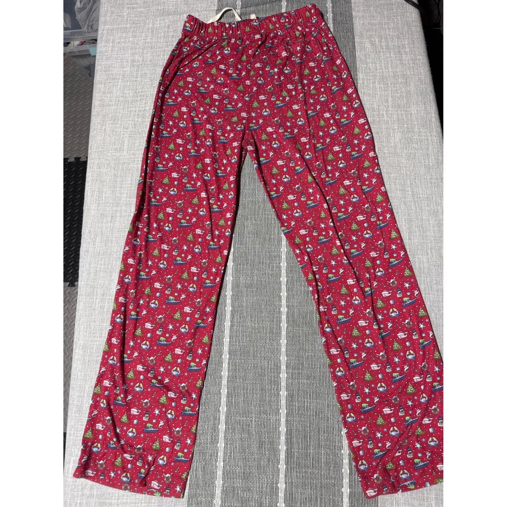 Vineyard Vines Kids Christmas Pajama Pants XL 18 Red‎ Snowman Tree Print - Picture 4 of 4